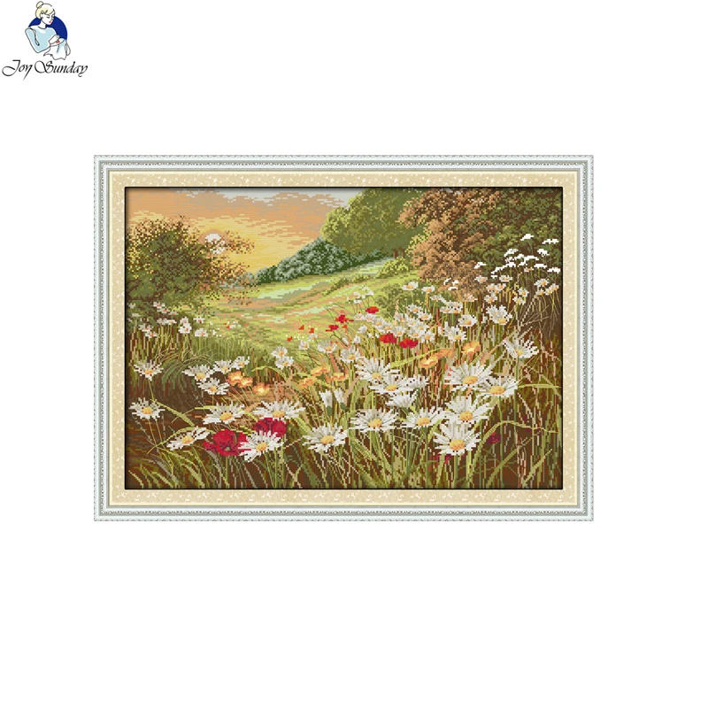 Joy Sunday Beautiful Flowers Series Cross stitch kits DMC Needlework Embroidery Cross-Stitch DIY Handwork Fabric 14CT and 11CT