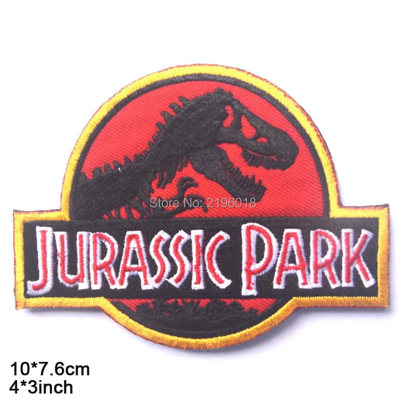Dinosaurier Jurassic Park bestickter Aufnäher zum Aufbügeln für Kleidung, Aufkleber, Bekleidungszubehör – Detail 3