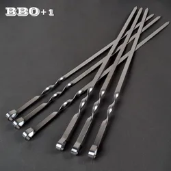 21.6'' 55CM Kabob Skewers Large Flat Barbecue Skewer set Stainless steel Sticks Heavy Duty Long BBQ Forks Nonslip Ring Handle