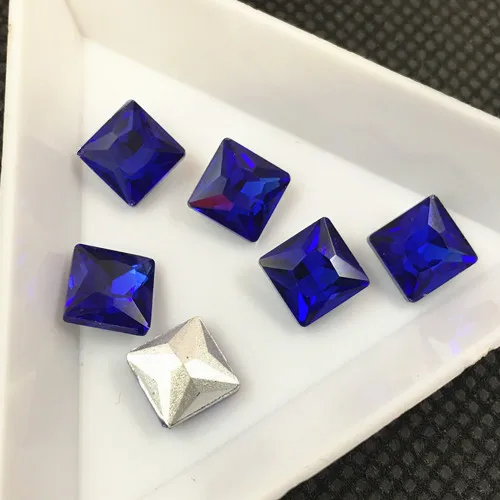 

cobalt Color Princess Square Glass Crystal Fancy Stones For Jewelry Making,Garment Use 8mm,10mm,12mm,14mm Free Ship