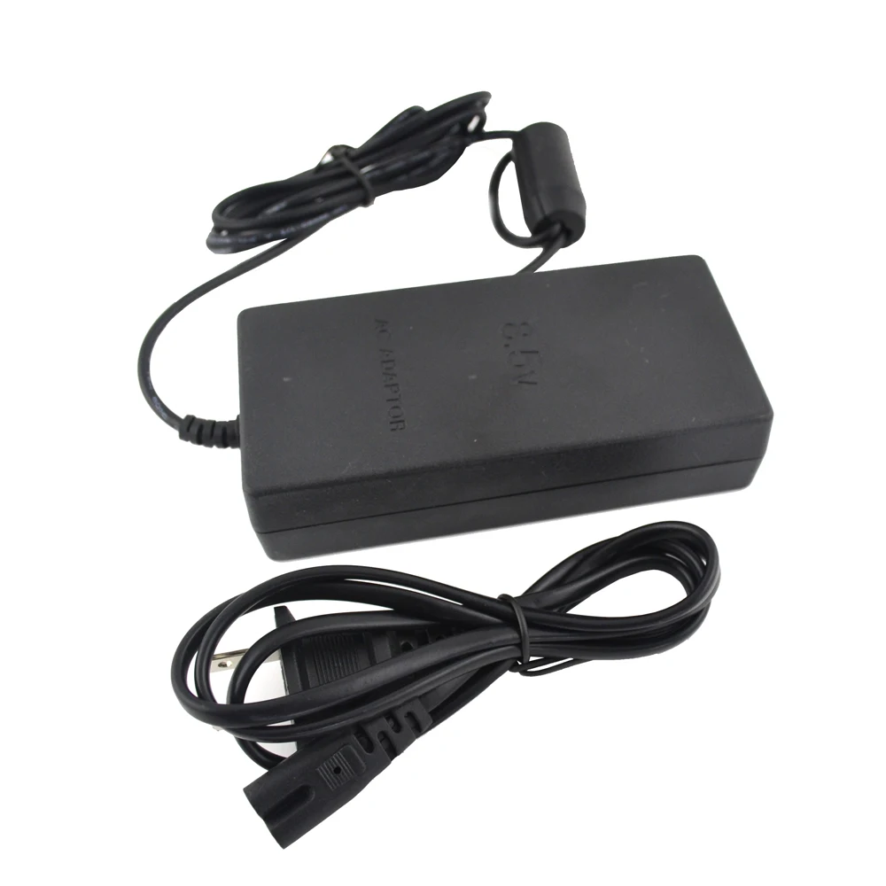 50pcs US EU Plug AC Adapter Charger Cord Cable Supply Power For PS2 Console Slim Black