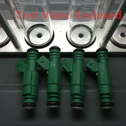 4pcs test video enclosed universal top feed 440cc performance fuel injector Green Giant 0280155968 for vw for audi A4 TT