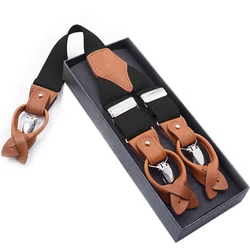 Man's Suspenders Fashion Braces Genuine Leather Suspenders Suspensorio Trousers Strap Father/Husband's Gift 3.5*120cm