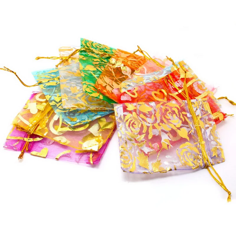 Jewelry packaging & Display 10pcs/lot RANDOM MIXED Drawable Organza Bags multisize choose Gift Bags & Pouches, Packing bags DIY