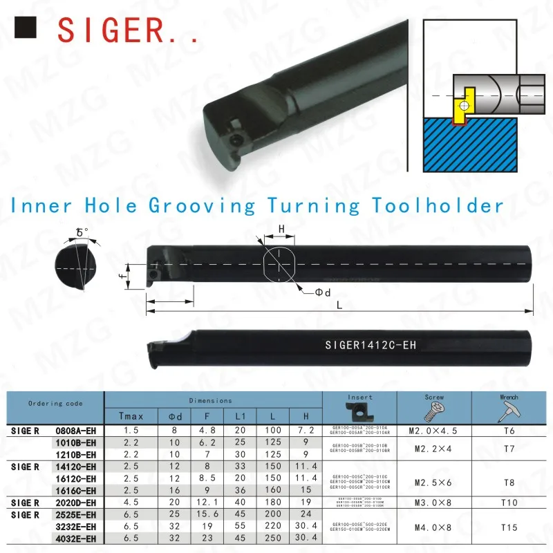 Imagem -04 - Mzg Siger-suporte de Ferramenta para Torno Máquina de Torno Cnc 1612c-eh com Ranhuras Suporte de Ferramentas para Corte Interno