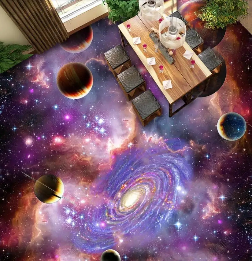 

Cosmic starry galaxy 3D stereoscopic painting floor tiles