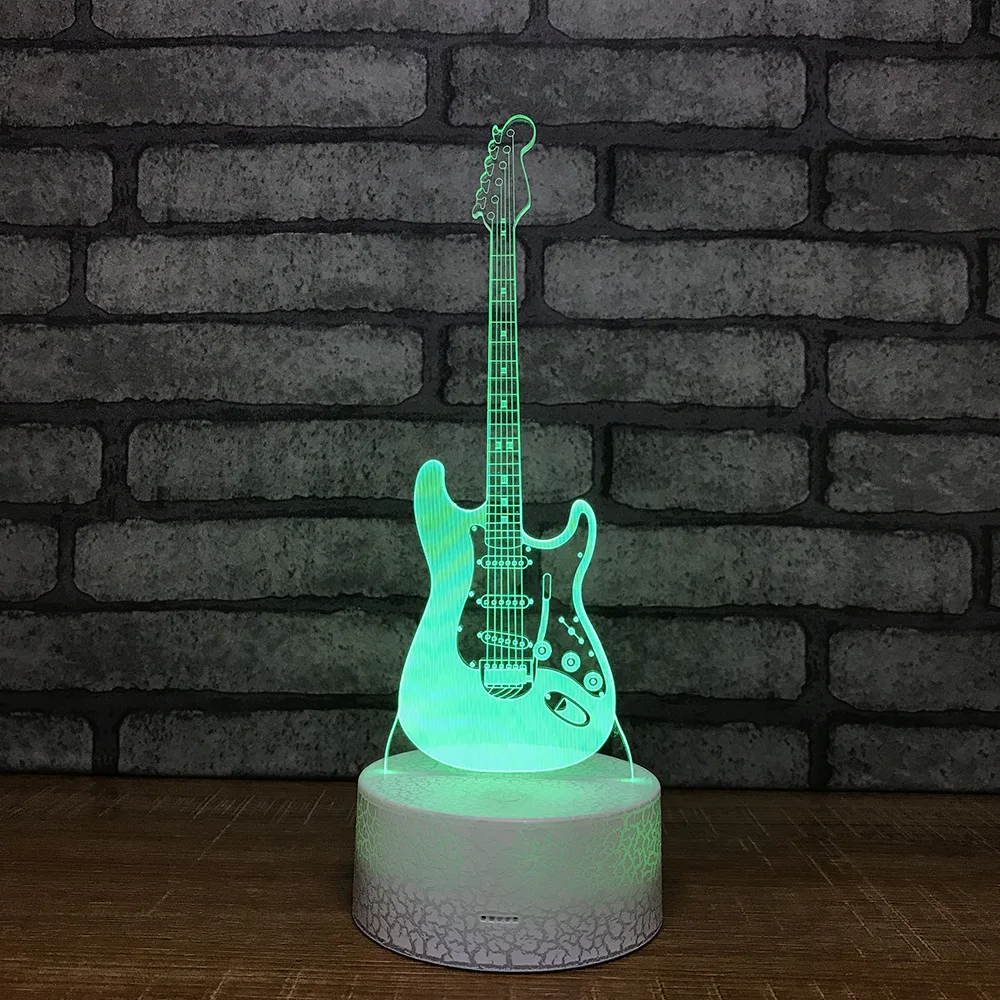 Source Guitar Night Light Seven Color Touch 3d Visual Lamp Creative Gift Small 3d Light Fixtures  Wholesale