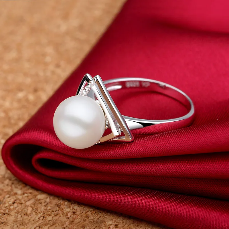 Sinya 925 Sterling Silver 9-10mm Natural Freshwater Pearl Fine Jewelry Wedding Brand Engagement Ring for Women Lover