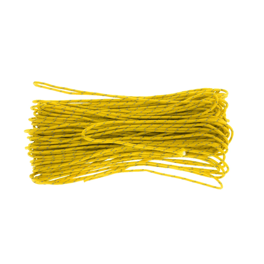 20M 1.8MM Nylon Camping Tent Awning Reflective Guyline Rope Runners Cord - Yellow For Camping Tent  Awning Canopy Accessory