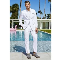 2019 weiß Männer Anzug Slim Fit Hochzeit Smoking Anzüge Nach Maß Groomman Blazer Ternos 2 stücke Set Jacke Hose Traje hombre Anzüge