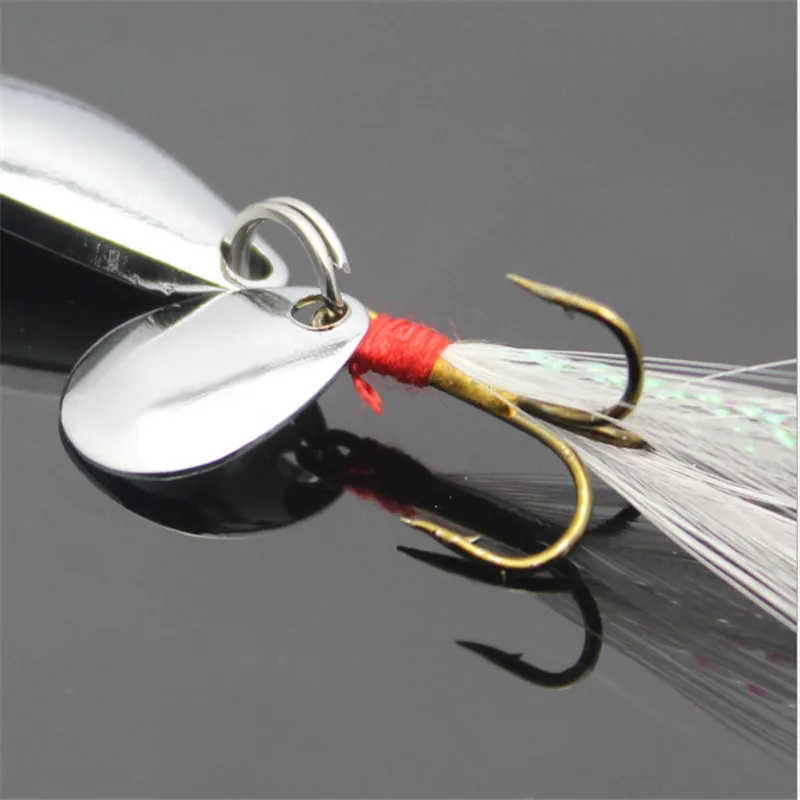 1pcs 5g 7g 10g 13g Metal Silver Sequins Fishing Lures Spoon Lure Hard Baits With Feather Bass Sea lures Wobbles Fishing Tackle