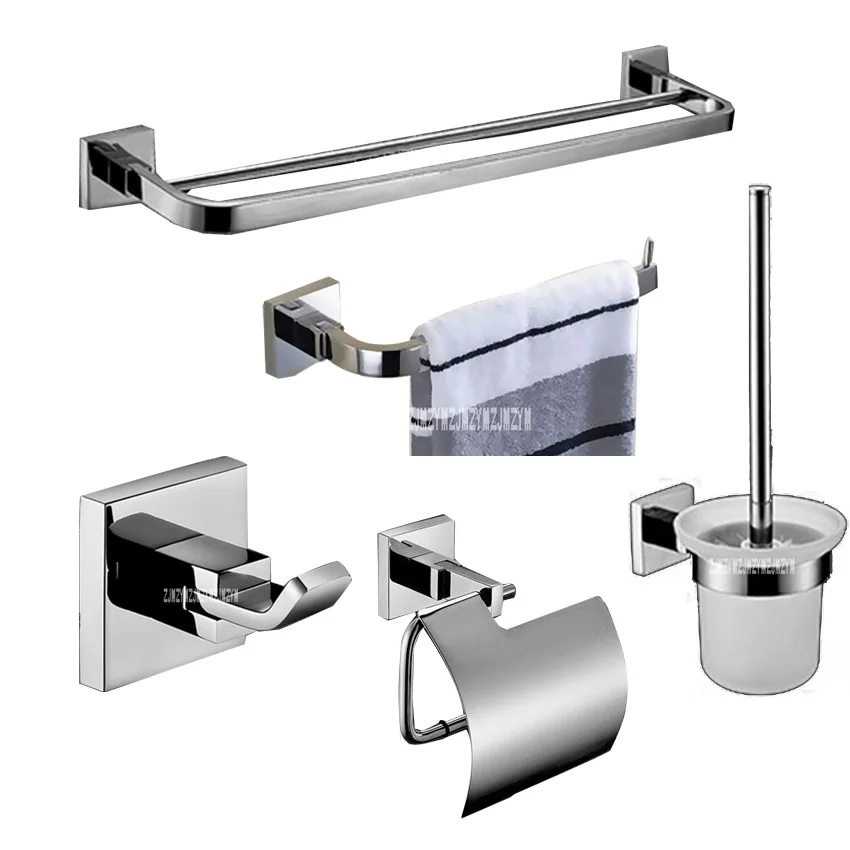 New Hot K-15213T-CP Bathroom Accessories SUS304 Stainless Steel Bathroom 5 Pieces Set Hardware pendant suit With Chromed Finish