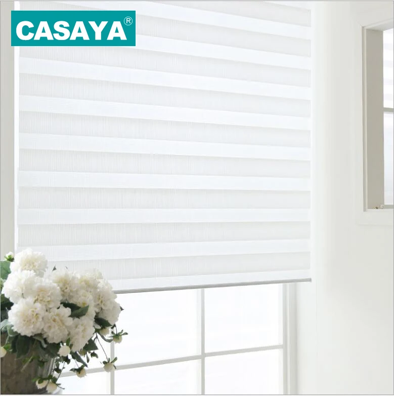 CASAYA-Transparent Zebra Blinds, Double Layer Light Shading Window Roller Blinds for Living Room Bedroom Study Custom size
