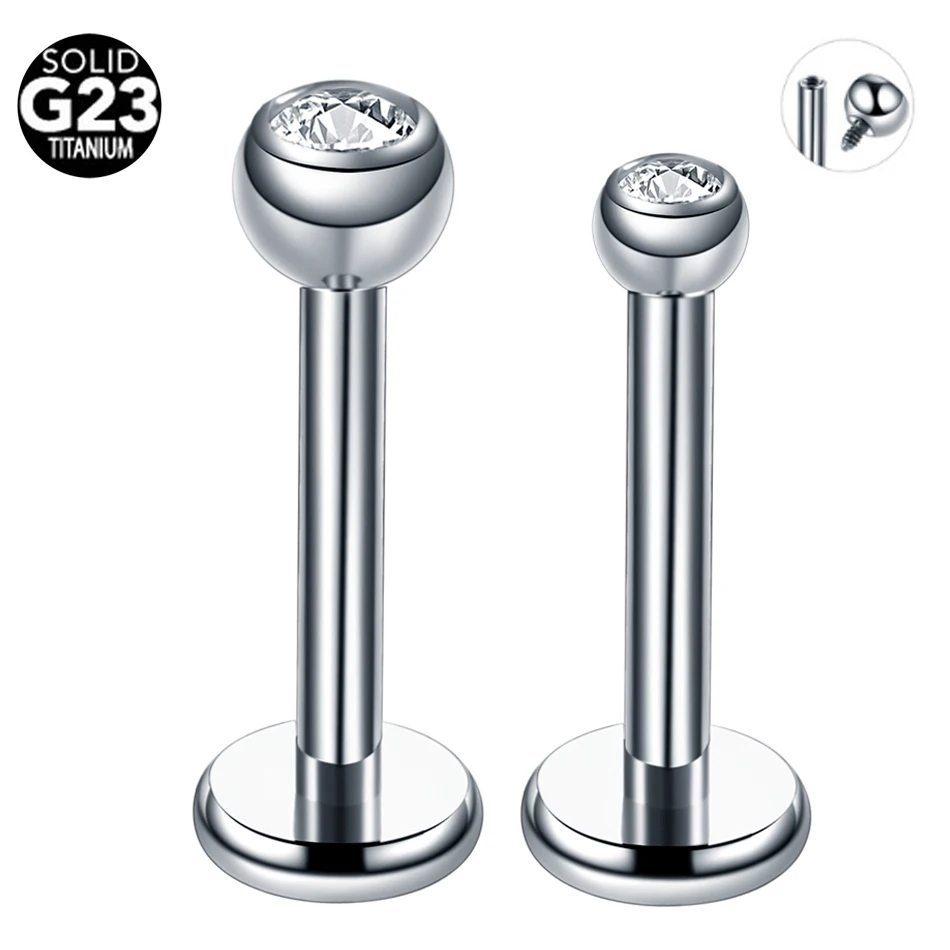 1PC 16G G23 Titanium Inner Thread Labret Stud Lip Monore Rings Gem Earrings Stud Ear Cartilage Tragus Barbell Piercing Jewelry