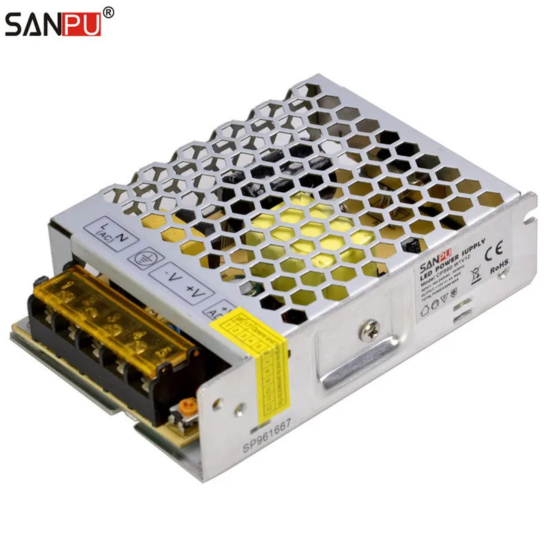 SANPU SMPS DC 12V Power Supply 60W 5A LED Driver 110V 220V AC/DC Lighting Transformer 12volt CE RoHS for LEDs Strip Lights 12vdc