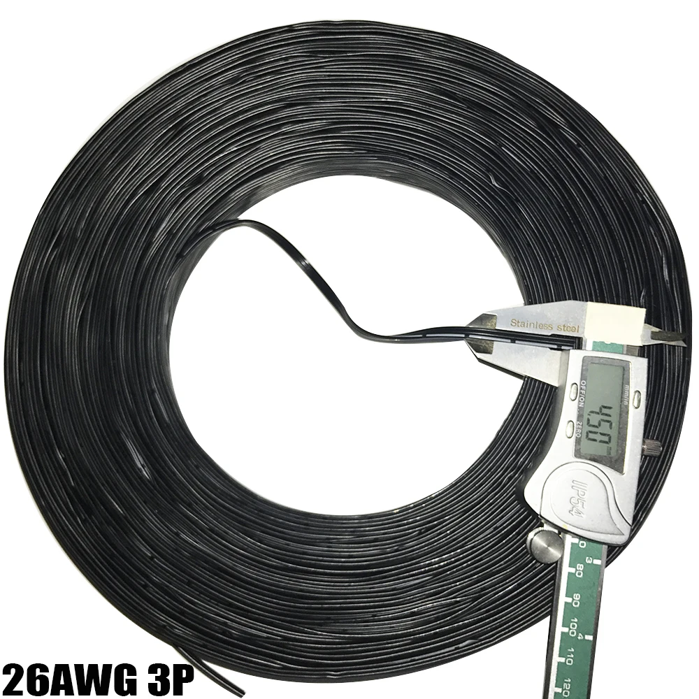 3P 3core Flexible Silicone Line 20AWG 26AWG 28AWG 30AWG Parallel Cable Black White Tinned Copper Wire 5M/20M Test Wire