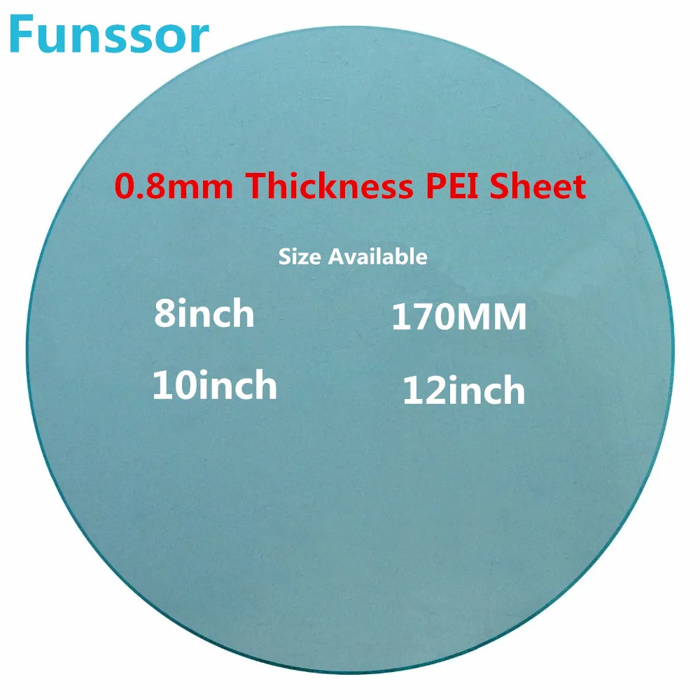 

2 pcs*PEI Sheet Round for 3D Printer Build Surface 170mm/6.5''/10''/12'' PEI Polyetherimide round sheet