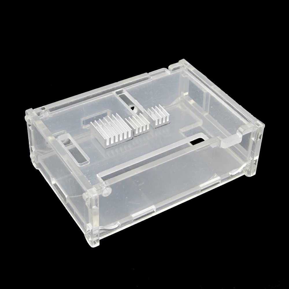 1sets=1pc Transparent Pi Box case shell for Raspberry Pi+3pcs pure aluminum heat sink set kit