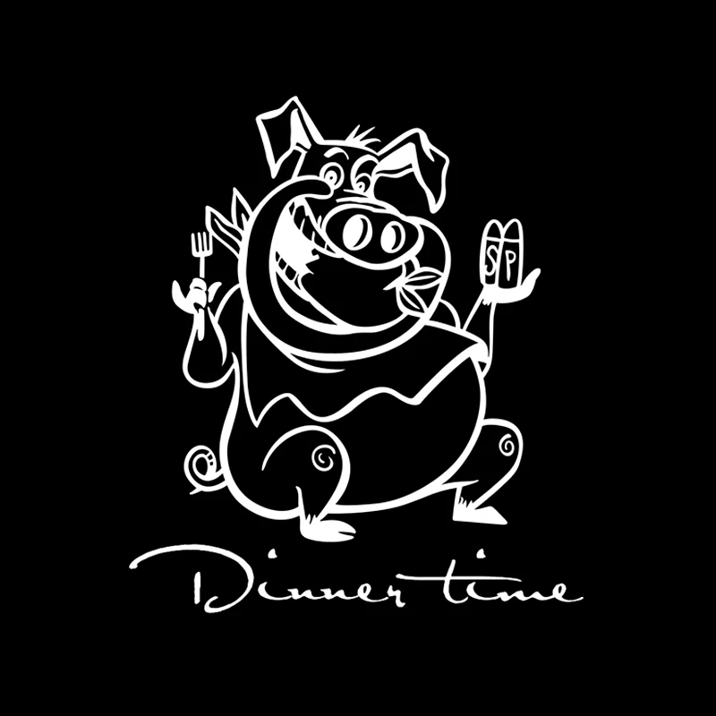 13.7cm*15.7cm Dinner Time Pig Fashion Cartoon Car Sticker Vinyl Decal S4-0554