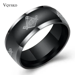 Brand Titanium Steel Carbide Ring Freemasonry Masonic Black Men Ring Free Mason