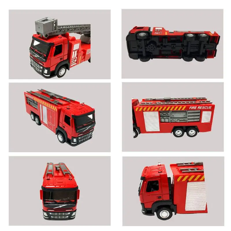 Kids Fire Trucks Toy Pullback Fire Engine Toy Trucks With Friction Powered Portable Ladder Truck Fire Engine Vehicles Toys For