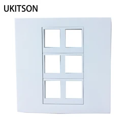 6 Ports Wall Panel Empty Blank Faceplate Insert For 6 Keystone Jack Port Plugs Wall Outlet Face Cover Plate In White