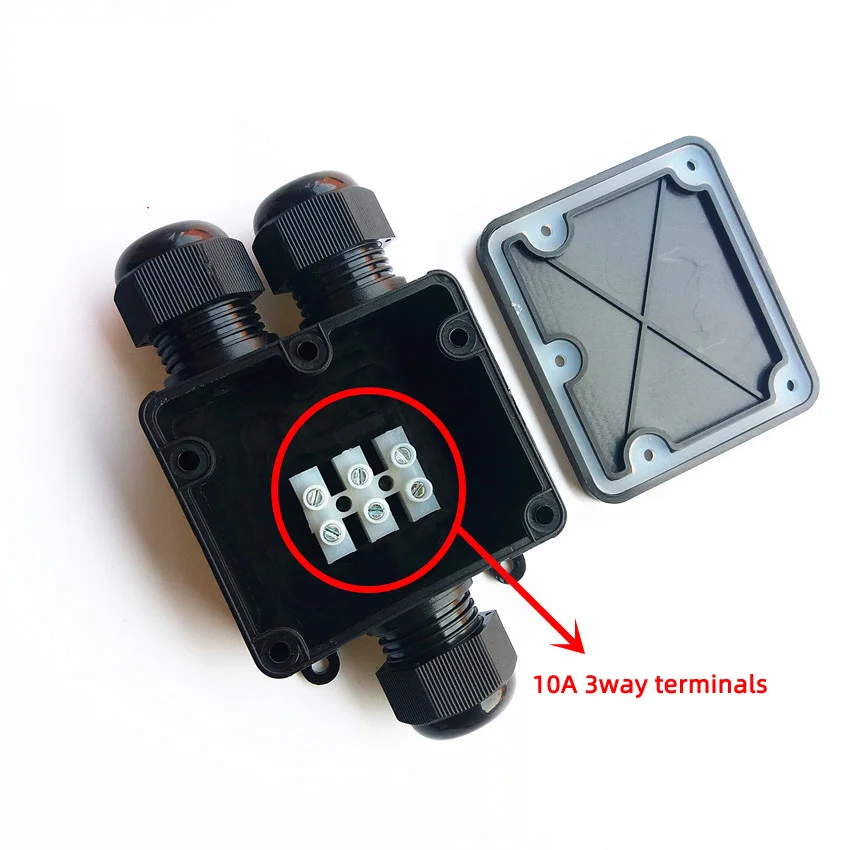 3 Way Plastic Waterproof External Electrical Junction Box Wire Connector IP68 Junction Cable Box for Outdoor External Wiring