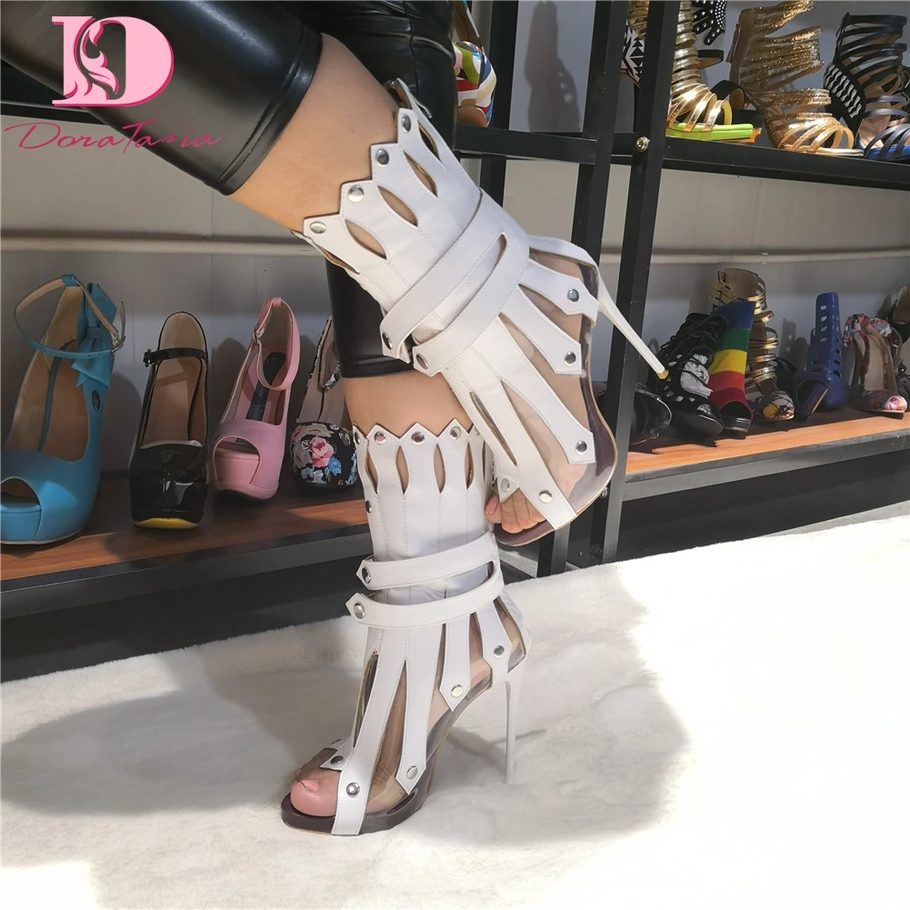 DoraTasia Brand design sexy Summer Boots Big Size 47 Party Sandals Women Shoes Fashion Gladiator Thin High Heels Shoes Woman