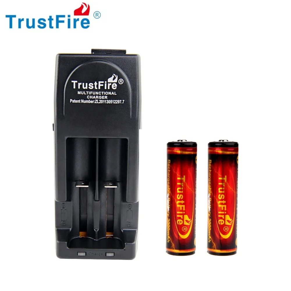 2pcs TrustFire 100% original 18650 Battery 3.7v 3000mAh PCB Rechargeable Batteries With TrustFire tr-001 EU Charger