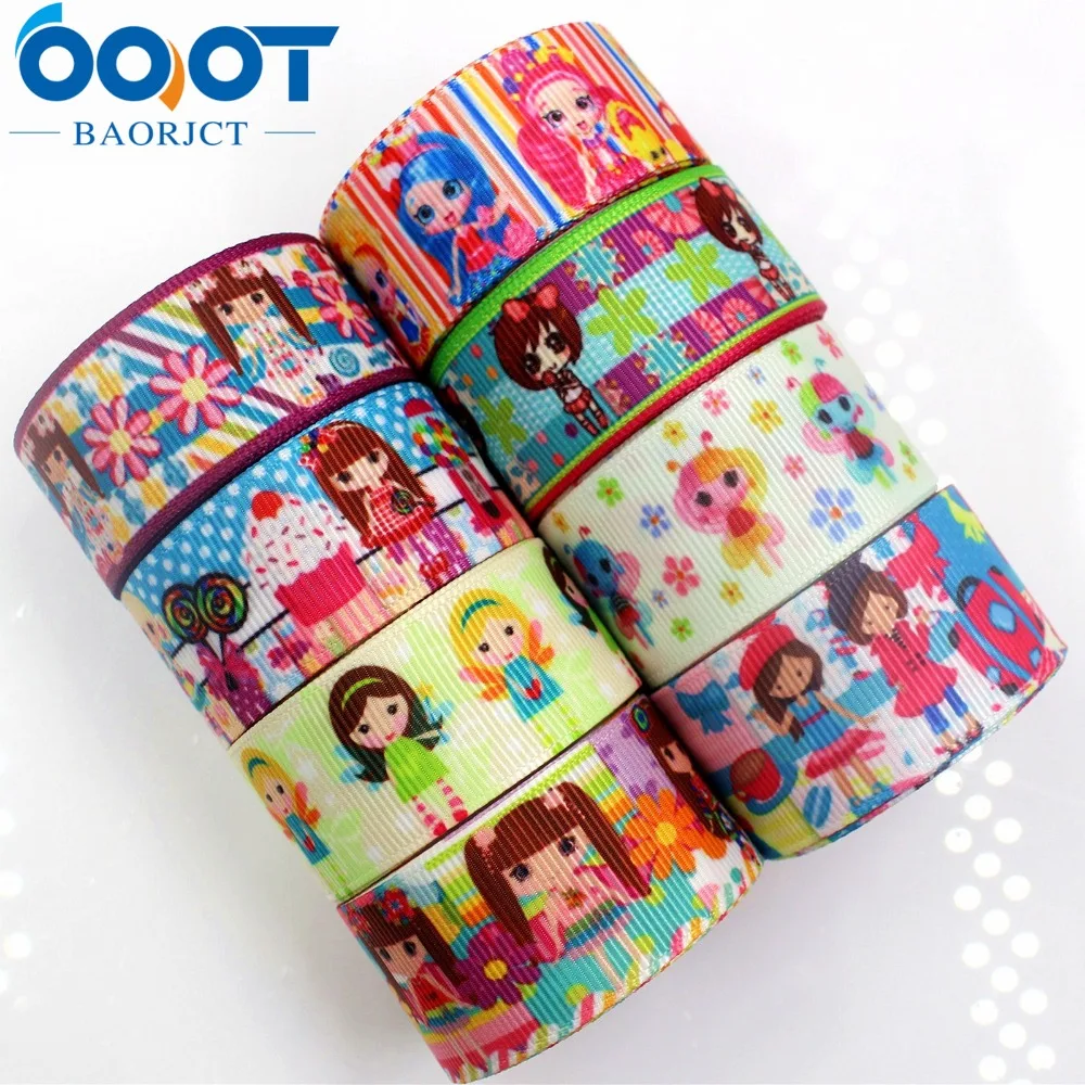 OOOT BAORJCT 17542 , 22MM Seri Kartun Pita Grosgrain Cetak, DIY Aksesori Rambut Buatan Tangan Bahan Bungkus Hadiah Pernikahan