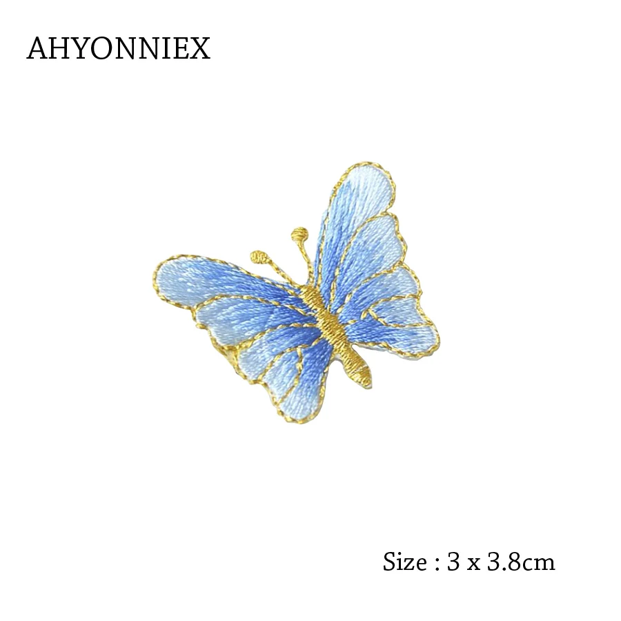 AHYONNIX Butterfly Flower Applique Clothing Embroidery Patch Fabric Sticker Iron on Sew on Patch Craft Sewing Repair Embroidered