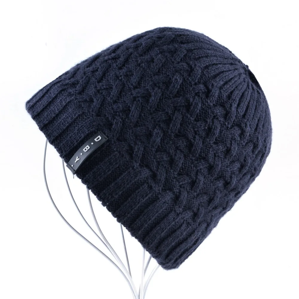 Men's Knitted Hat Winter Skullies Beanies For Men Add Velvet Warm Knitting Cap Boys Casual Fashion Hip Hop Gorros Inverno