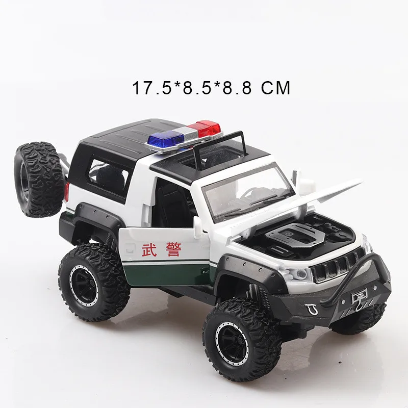 クール 1:32 bj40 オフロード合金モデル、子供の音と光バック 5 オープンドア特殊警察おもちゃの車のモデル、送料無料