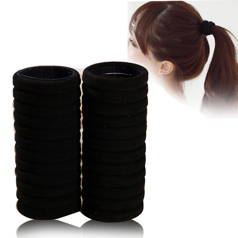 30Pcs Hairdressing Tools Black Rubber Band Hair Ties/Rings/Ropes Gum Springs Ponytail Holders Hair Accessories Elastic Hair Band