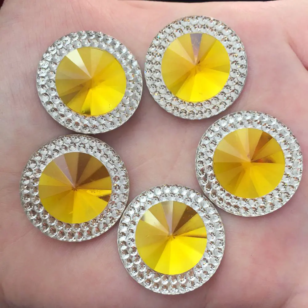 16PCS shiny Resin 25mm Round Flat back rhinestone scrapbook DIY Wedding applique ornament Crafts SW47