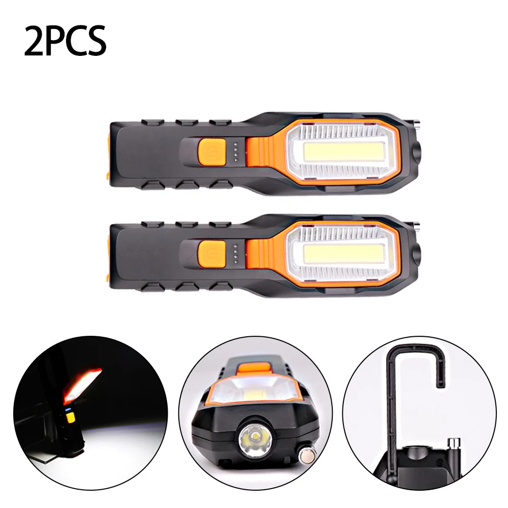 

enjoydeal 2PC COB LED Worklight USB Rechargeable Super Bright Flexible Magnetic Inspection Lamp Working Lamp Light W/Hook