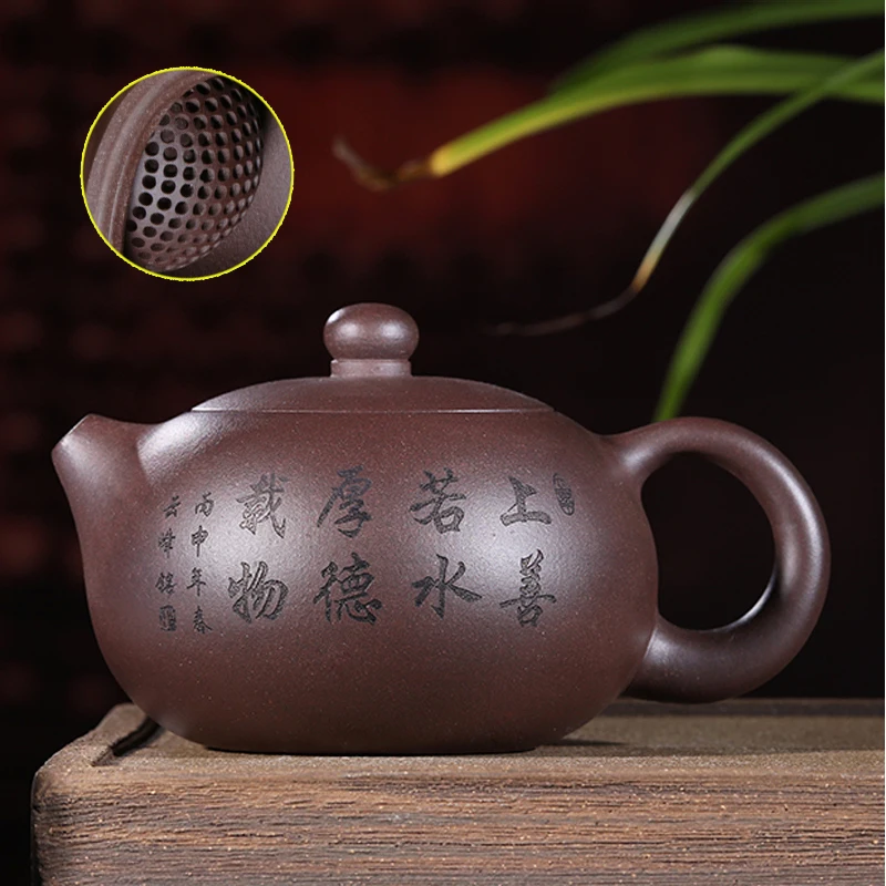 real yixing zisha tea pot with certificate ball shaped infuser holes Chinese kungfu teapot xishi pot of tea marked 300ml big