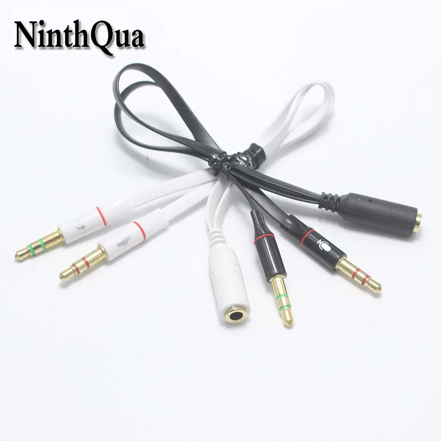 1pcs 3.5mm 3 Pole Male plug to Female jack 3.5 Audio Connector 2 in 1 Stereo Headset Dual Track Headphone