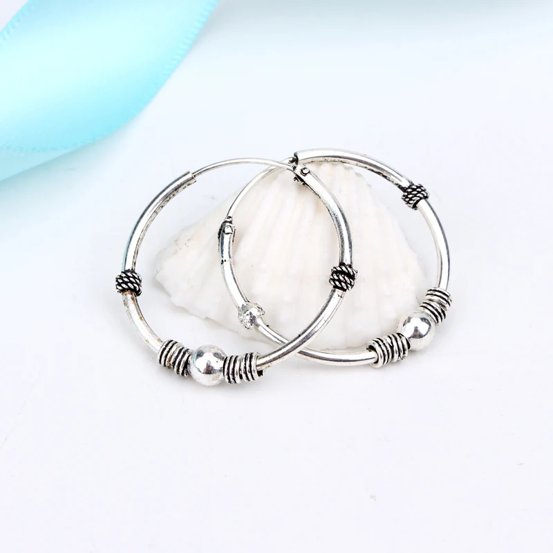 European Vintage Metal Color Hoop Earrings Circle  Handmade Cool 24mm Big Hoop Earring For Women Bijoux Bijoux Fashion Jewelry