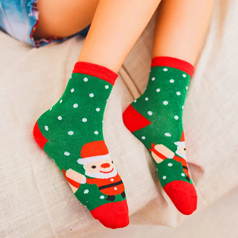 5Pair/1Pair Cotton  Winter Autumn Baby Girls Boys Kids Socks Children Striped Terry Snowflake Elk Santa Claus Christmas socks