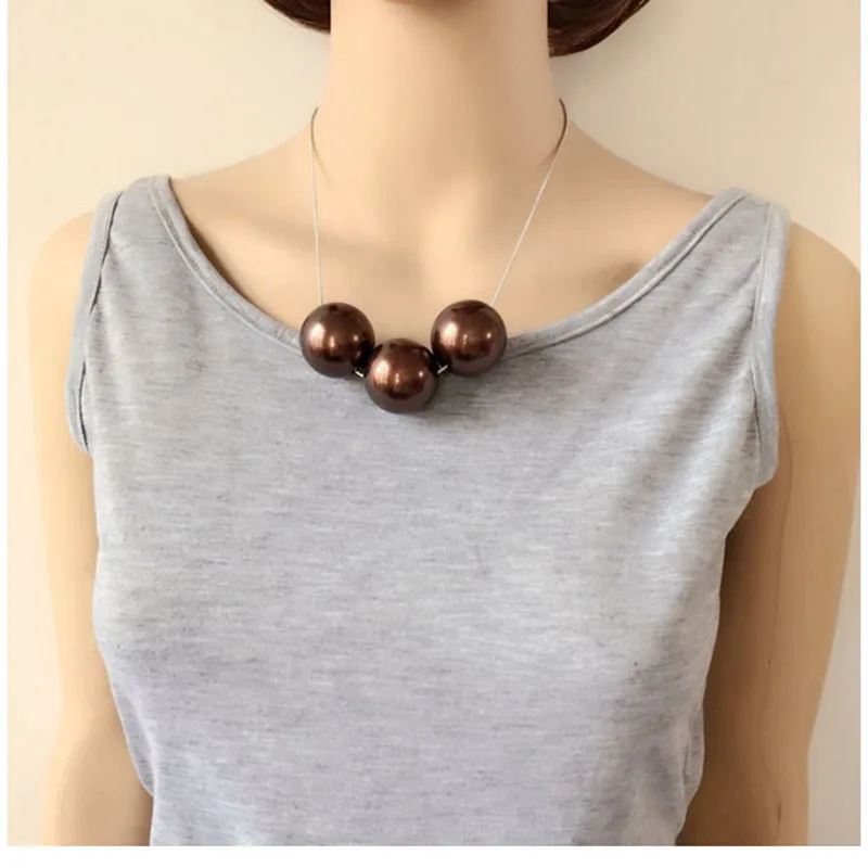 Chunky Imitation Pearls Statement Choker Necklace For Women Bohemia Big Pendant Choker Collar Fashion Jewelry Colliers Colar