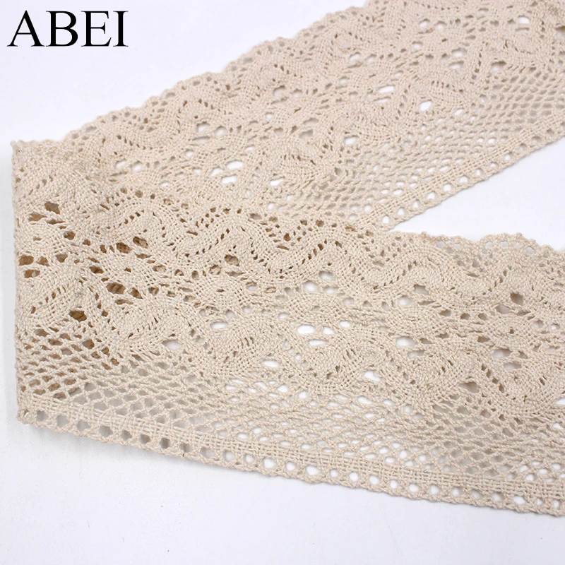 2yards/lot 10cm Beige Cotton Natural Lace Trimming Handmade Sew Patchwork Garments Accessories Wedding Party Dress Crafts Ribbon