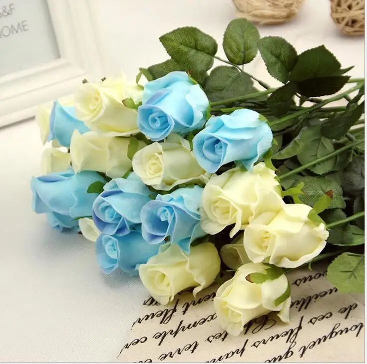 PU Rose artificial latex fake flowers hot sale office christmas decorative wedding decoration 5color choose free shipping