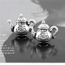 15Pcs  Silver Color 3D Kettle Charms Teapot Pendant Making Metal Necklaces Handcrafts Jewelry Supplies Wholesales 13X16mm A3103