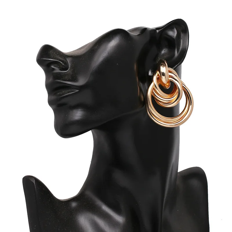 KMVEXO Modern Women Earrings 2019 Round Metal Braided Earrings Simple Style Circle Charm Earrings For Women Indian Jewelry Gift