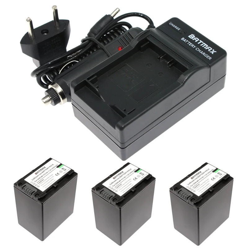 3Pcs 3900mAh NP-FV100 NP FV100 NPFV100 li-ion Batteries+Charger Kit for SONY XR150E CX550E CX350E CX150E NP-FV70 FV50 z1