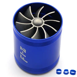 Double Turbine Turbo Charger Air Intake Gas Fuel Saver Fan Car Supercharger