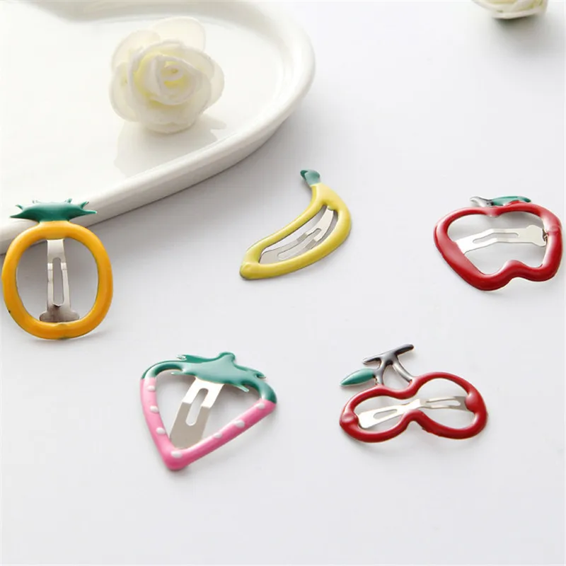 Newly Candy Color Girls Hairpin BB Clips Snap Band Hairpins Kids Hair Accessories Fruit Colorful Children Headwear