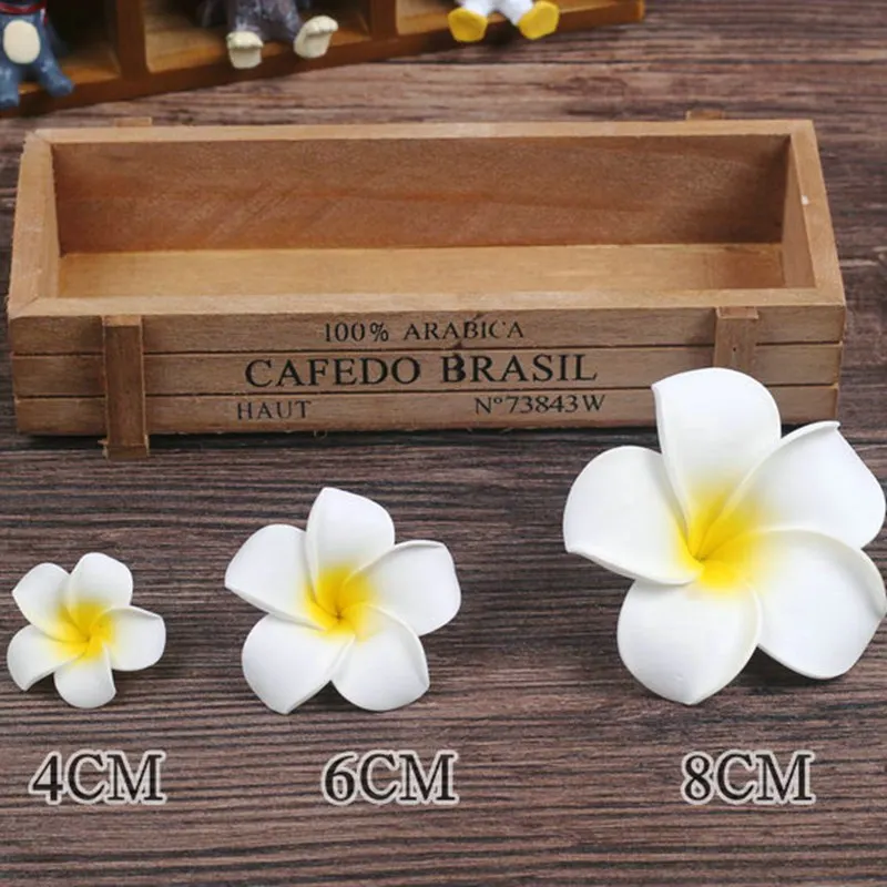 10pcs/lot 4/6/8cm Plumeria Hawaiian Foam Frangipani Artificial Flower Headdress Flowers Wedding Party Home Decoration