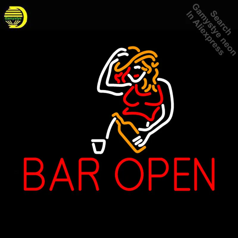 

NEON SIGN For Bar Open With Girl neon Light Sign Club Advertise Window Hotel vintage Neon sign for sale neon light Room Lamps